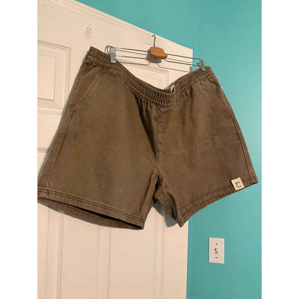 No Boundaries Mens Brown Wash Elastic Waist Denim Shorts 3XL 7 Inch Inseam